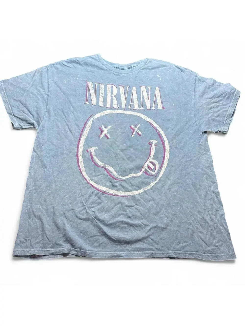 Light Blue Nirvana Smiley Face T-Shirt (Size XL) NWOT